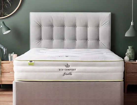 Eco comfort mattress on divan bed in a bedroom
