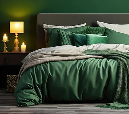 Cosy bed with many layers