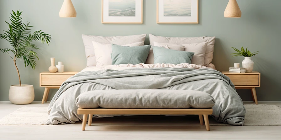 Peaceful bedroom in neutral colours