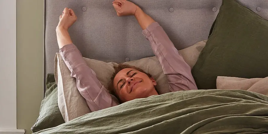 Waking up refreshed after a good night's sleep