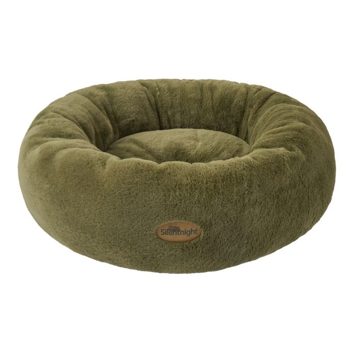 A Luxury Faux Fur Green Silentnight Calming Donut Pet Bed