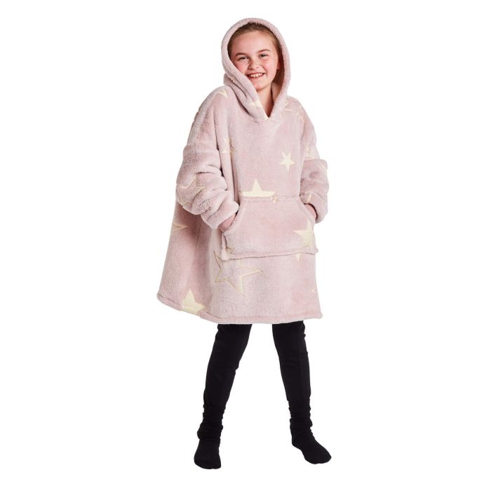 Silentnight Snugsie Kids Oversized Hoodie Glow In The Dark pink