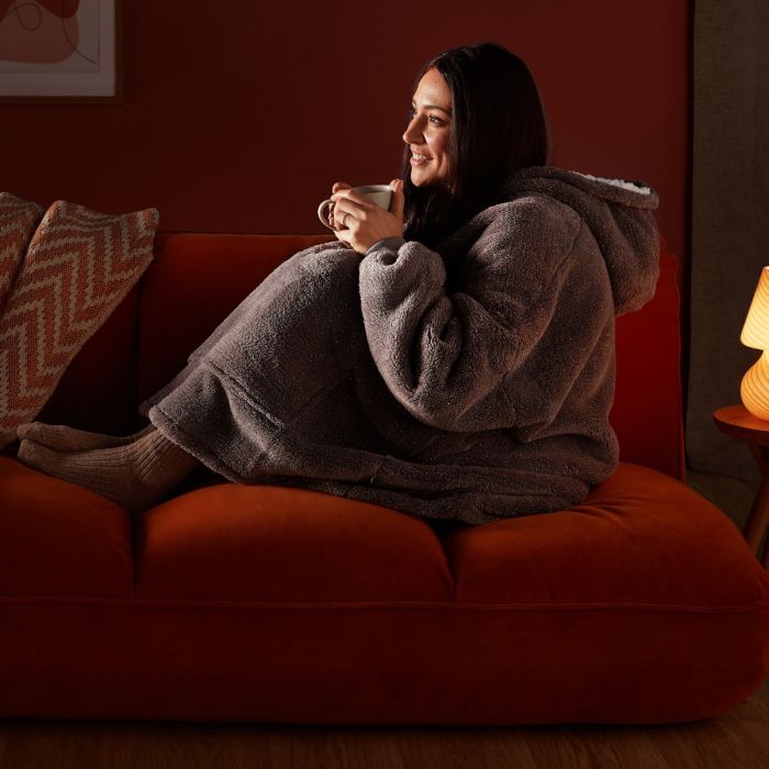 snugsie oversized hoodie in charcoal glitter