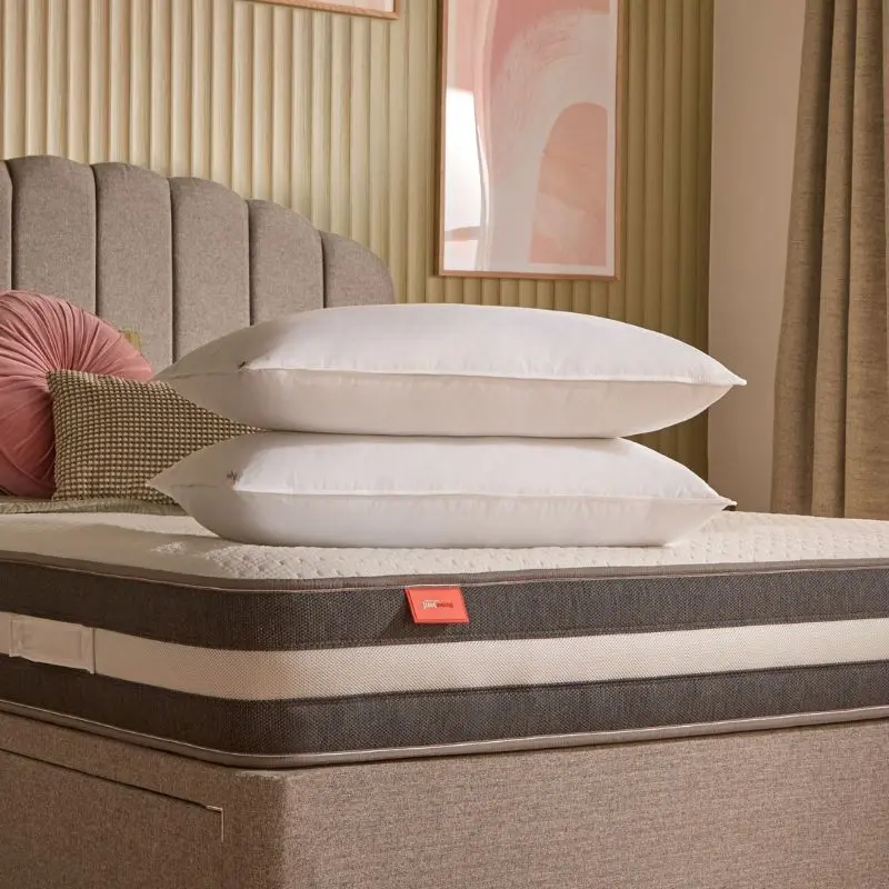 New Mattress with Two Pillows on top. 