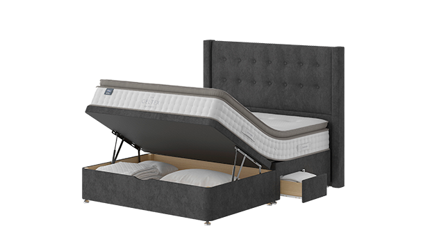 Half Ottoman divan storage bed with 2 mini drawers